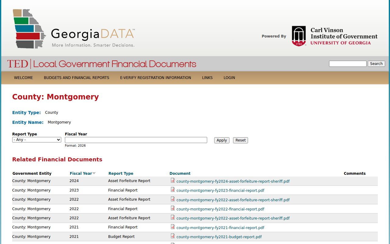 Historical Montgomery County financial document index used as context for Higgston court research
