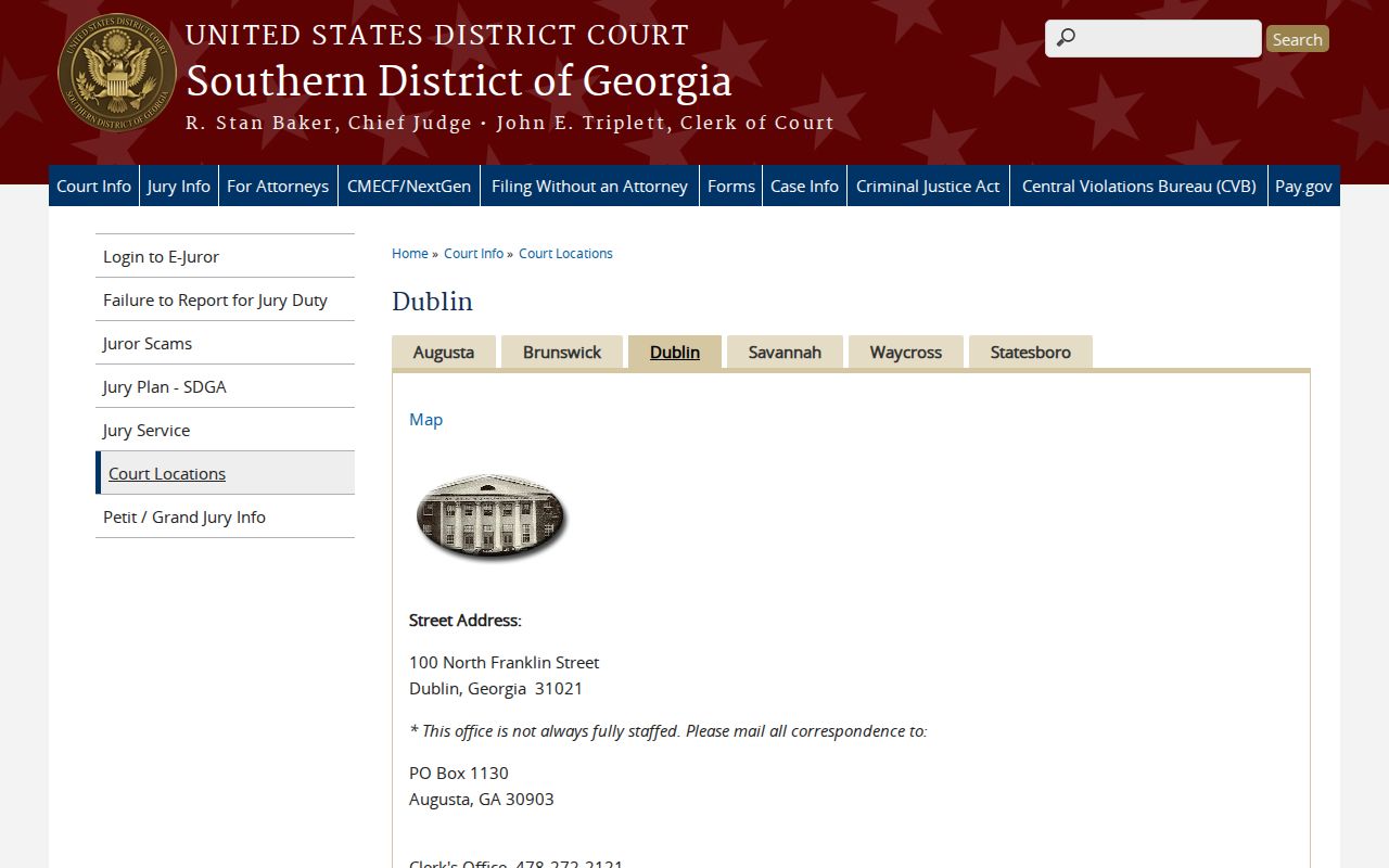 Southern District of Georgia Dublin Division information for Montgomery County federal cases