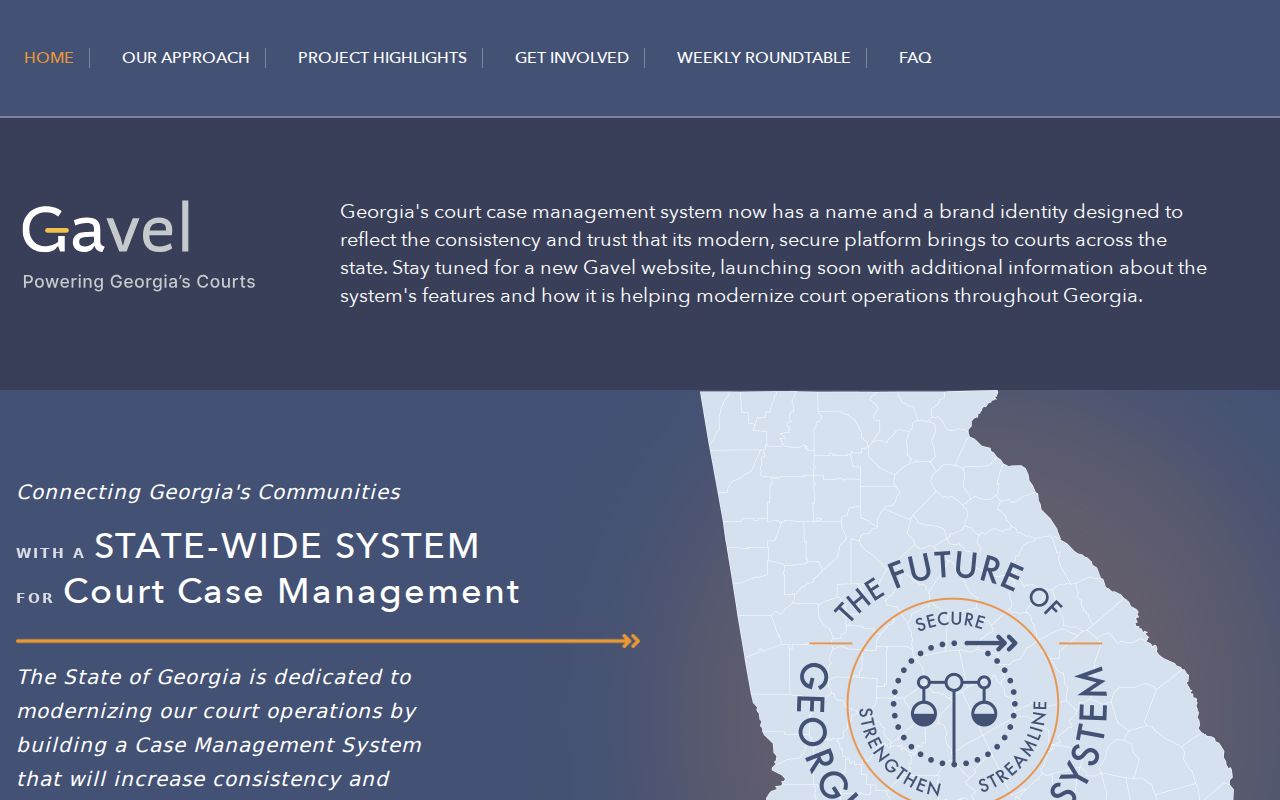 Georgia Courts case management system project page relevant to Montgomery criminal dockets